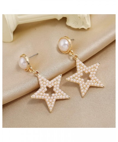 Star Earrings for Women Dangling Silver Star Earrings Dangle Rhinestone Star Earrings Sparkle Star Drop Earrings Big Star Dan...