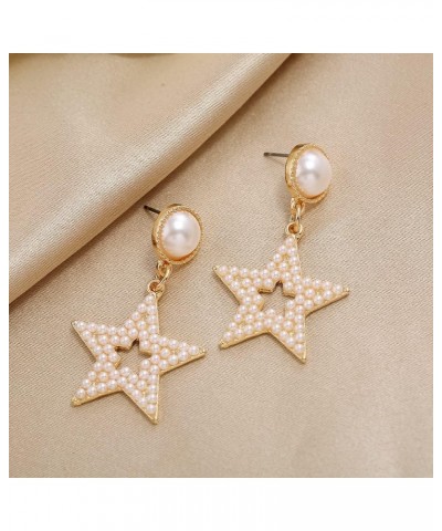 Star Earrings for Women Dangling Silver Star Earrings Dangle Rhinestone Star Earrings Sparkle Star Drop Earrings Big Star Dan...