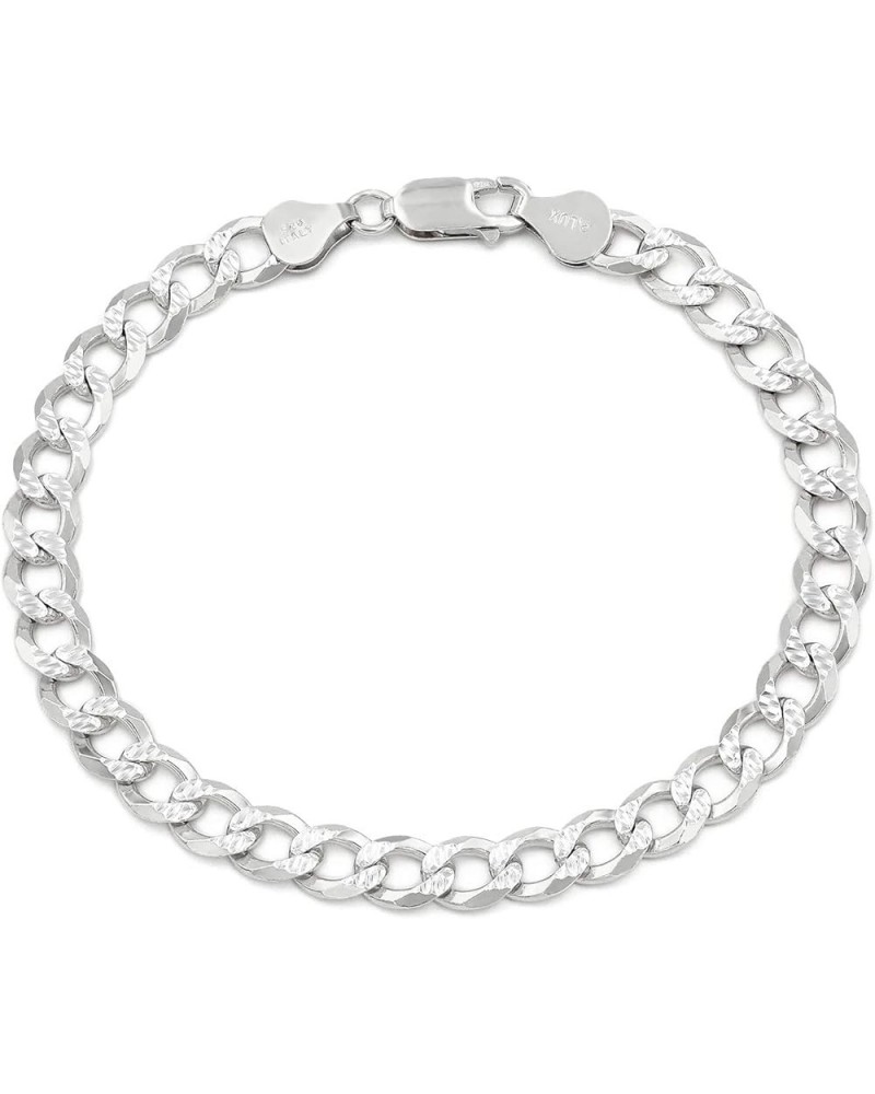 925 Italian Sterling Silver 2.5mm - 10.5mm Solid Cuban Diamond Cut Chain, ITProLux Curb Link Pave Necklace 6.5mm (Bracelet) $...