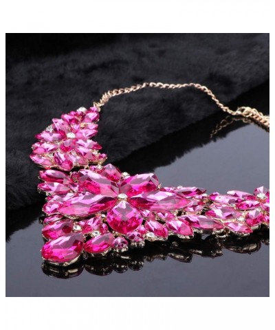 Women Wedding Jewelry Set Crystal Flower Luxury Bridal Necklace Earring Rose Red $12.75 Jewelry Sets