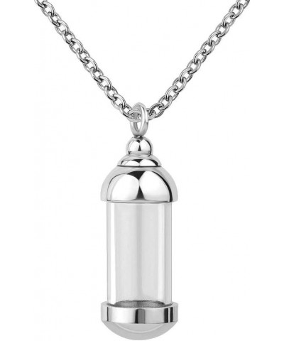 Stainless Steel Cylinder Urn Necklace Eternal Hourglass Glass Infinity Memorial Cremation Jewelry for Ashes Pendant Keepsake ...