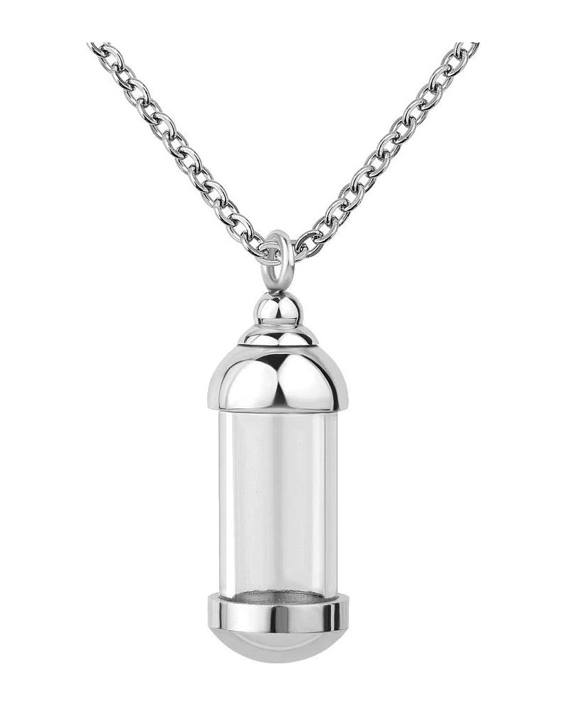 Stainless Steel Cylinder Urn Necklace Eternal Hourglass Glass Infinity Memorial Cremation Jewelry for Ashes Pendant Keepsake ...