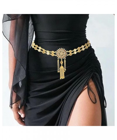 Boho Rhinestone Waist Chain Belt Crystal Layered Gold Belly Chains Sun Pendant Adjustable Bikini Dress Chain Belts Body Jewel...