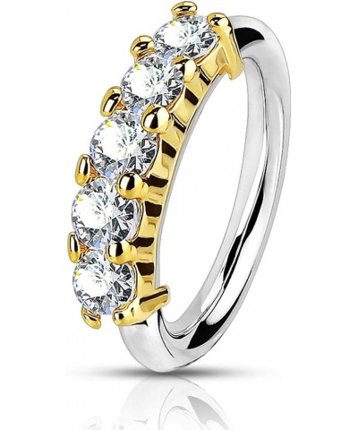 16g/18g/20g Surgical Steel CZ Lined Bendable Cartilage & Nose Hoop 18g Gold Tone $8.95 Body Jewelry