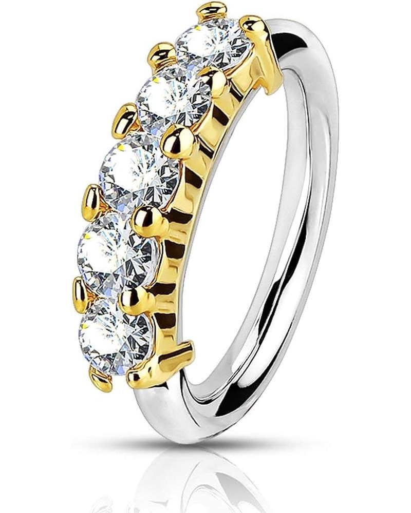 16g/18g/20g Surgical Steel CZ Lined Bendable Cartilage & Nose Hoop 18g Gold Tone $8.95 Body Jewelry