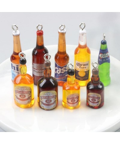 10Pcs Mini Beer Bottle Resin Charms Drinking Pendant for Keychain Necklace Earring Jewelry Findings Nice Processed, Earrings ...