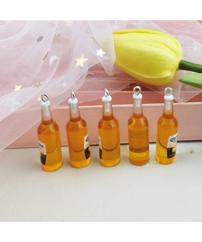 10Pcs Mini Beer Bottle Resin Charms Drinking Pendant for Keychain Necklace Earring Jewelry Findings Nice Processed, Earrings ...