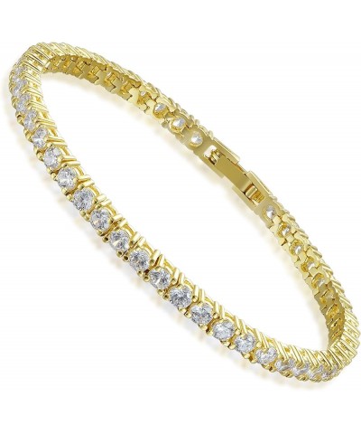 AAA + 3.0mm Cubic Zirconia | 18K Gold Plated Ladies Tennis Bracelet CZ Bracelet | 6.5 inch-7.5 inch Gold 6.5 Inch $8.32 Brace...