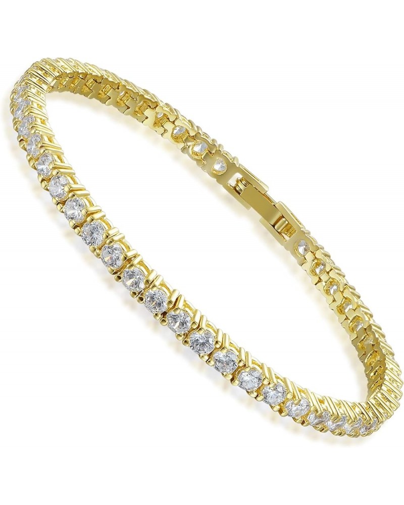 AAA + 3.0mm Cubic Zirconia | 18K Gold Plated Ladies Tennis Bracelet CZ Bracelet | 6.5 inch-7.5 inch Gold 6.5 Inch $8.32 Brace...