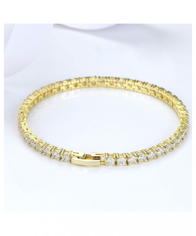 AAA + 3.0mm Cubic Zirconia | 18K Gold Plated Ladies Tennis Bracelet CZ Bracelet | 6.5 inch-7.5 inch Gold 6.5 Inch $8.32 Brace...