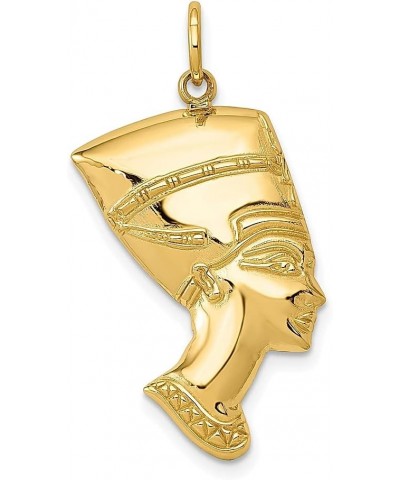 14k Yellow Gold Queen Nefertiti Egyptian Goddess African Necklace Charm Pendant Travel Transportation Destination Fine Jewelr...