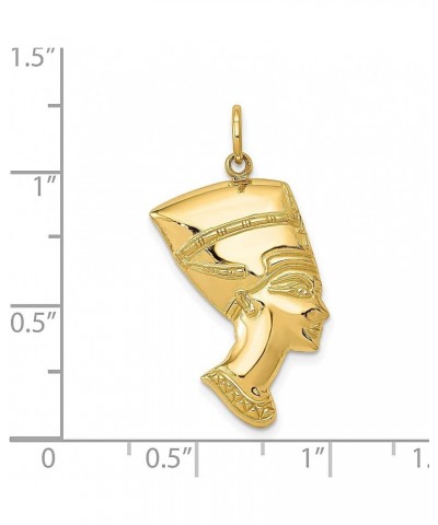 14k Yellow Gold Queen Nefertiti Egyptian Goddess African Necklace Charm Pendant Travel Transportation Destination Fine Jewelr...