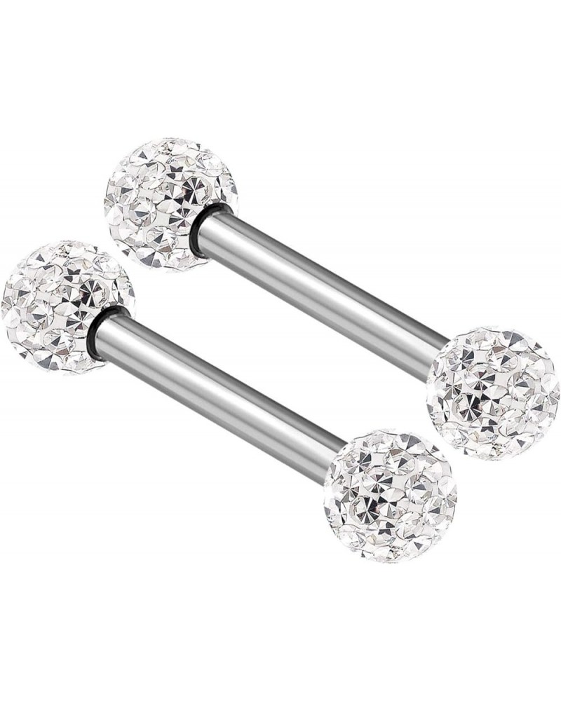 2PCS Surgical Steel Straight Barbell 16g 5/16 8mm 3mm Crystal Ball Tragus Earrings Cartilage Piercing Jewelry See More Colors...