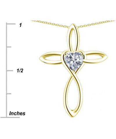 14k Yellow Gold Infinity Love Cross with Heart Stone Pendant Necklace Blue Topaz Yellow Gold $146.24 Necklaces