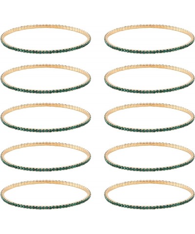 10 Pcs Tennis Bracelets Set for Women Girl 14K Gold Plated Dainty Cubic Zirconia Adjustable Stackable Stretch Bracelet Weddin...