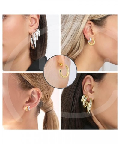 Gold Hoop Earrings for Women 14K Gold Plated Hoops Chunky Open Hoops Earrings Lightweight 45mm-Silver Plated $9.68 Earrings