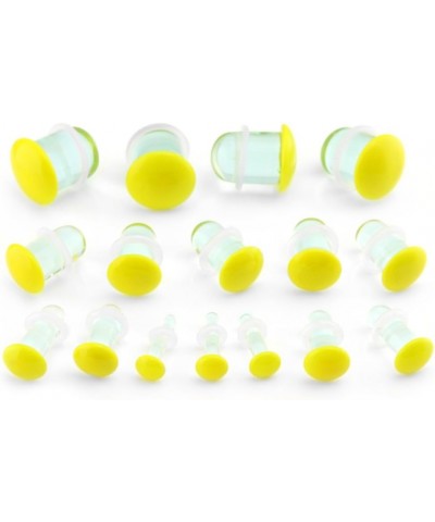 Yellow Color Front Single Flare Glass Plugs/Gauges (1 pair - 2 Pieces) 2G (6mm) $9.38 Body Jewelry