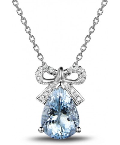 1.68ct Pear Shaped Cut Blue Aquamarine 14k White Gold Pendant 925 Sterling Silver Chain Necklace Teardrop Rose Gold $109.44 N...