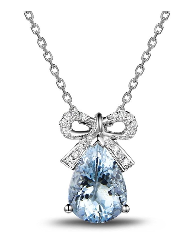 1.68ct Pear Shaped Cut Blue Aquamarine 14k White Gold Pendant 925 Sterling Silver Chain Necklace Teardrop Rose Gold $109.44 N...