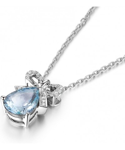 1.68ct Pear Shaped Cut Blue Aquamarine 14k White Gold Pendant 925 Sterling Silver Chain Necklace Teardrop Rose Gold $109.44 N...