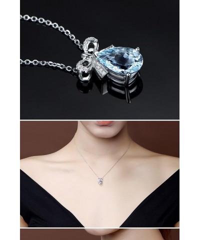 1.68ct Pear Shaped Cut Blue Aquamarine 14k White Gold Pendant 925 Sterling Silver Chain Necklace Teardrop Rose Gold $109.44 N...