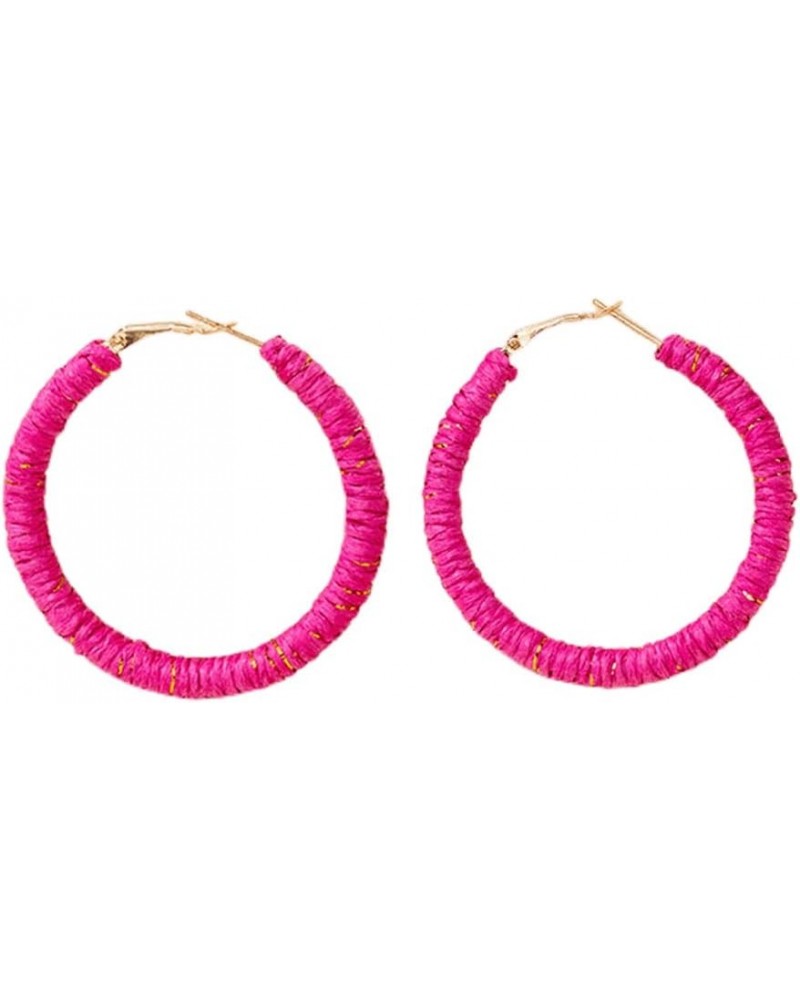 Boho Raffia Earring.Rattan Hoop Earrings Handmade Woven Wicker Earring 5CM Circle Earrings Color Earring Jewelry Gifts for Wo...