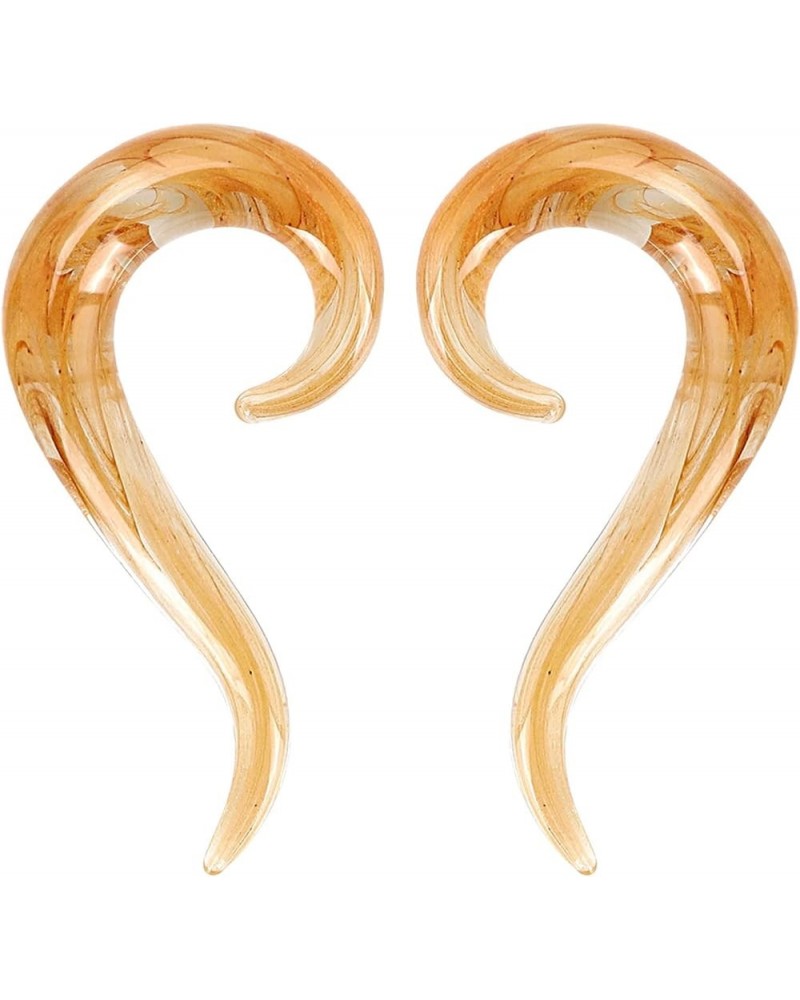 2pcs Glass Ear Tapers Plugs Handmade Hanger Ear Gauges Spiral Snail Ear Stretchers Piercing Jewelry 8g-00g B: Orange 4g(5mm) ...