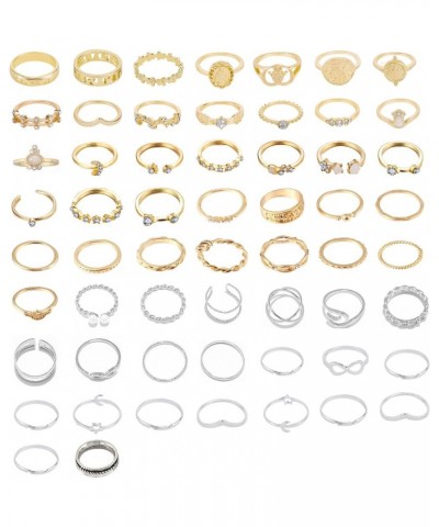 62-101Pcs Vintage Knuckle Rings Set Stackable Midi Rings for Women Teen Girls Bohemian Gold&Silver Rings Crystal Joint Finger...