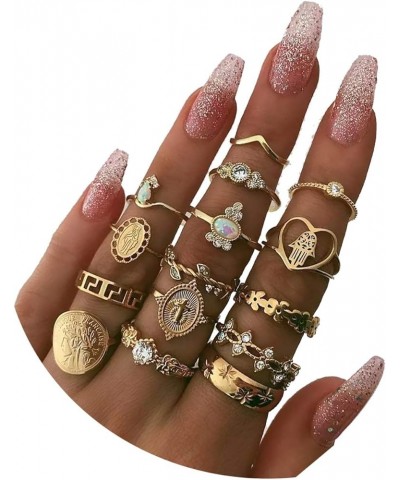 62-101Pcs Vintage Knuckle Rings Set Stackable Midi Rings for Women Teen Girls Bohemian Gold&Silver Rings Crystal Joint Finger...