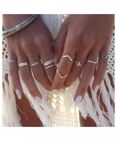 62-101Pcs Vintage Knuckle Rings Set Stackable Midi Rings for Women Teen Girls Bohemian Gold&Silver Rings Crystal Joint Finger...