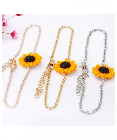 Set of 5 Sunflower Faux Pearl Leaf Chain Resin Boho Petal Pendant Necklace with Sunflower Bracelet Earrings Ring for Women Je...