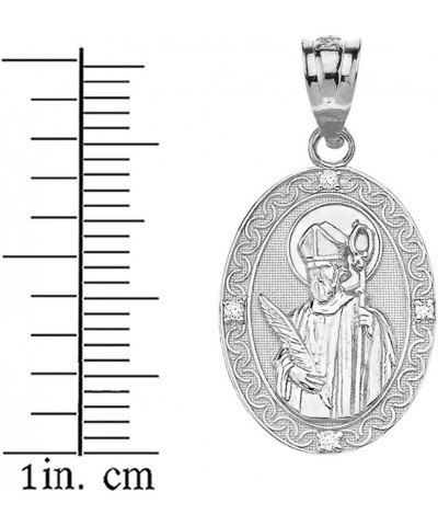 Sterling Silver Saint Valentine of Rome CZ Oval Medal Pendant Necklace (1") 20 Inches $14.35 Necklaces