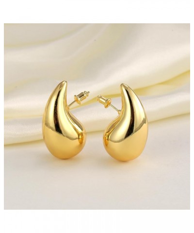 Tear Drop Earrings for Women, Chunky Gold Hoop Polishing Hypoallergenic Lightweight Waterdrop Trending Oversized Hollow Open ...