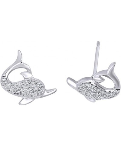 14k Gold Over Sterling Silver Animal, Bird, Insects Cubic Zirconia Stud Earrings White Gold Over : BOTTLENOSE $18.23 Earrings