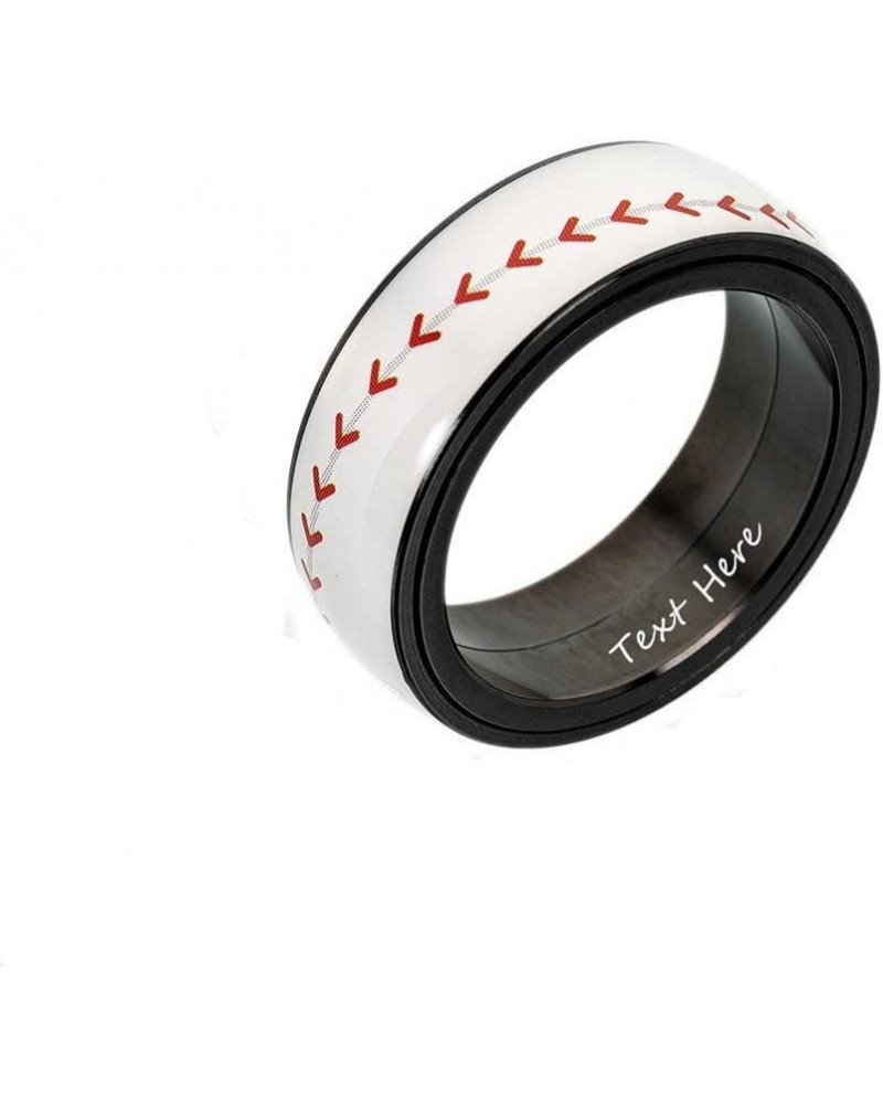 Personalized Spinner Sports Ring for Him,Customized Name Date Quote Engraved Ball Ring Stress Relieving Spinner Band Statemen...