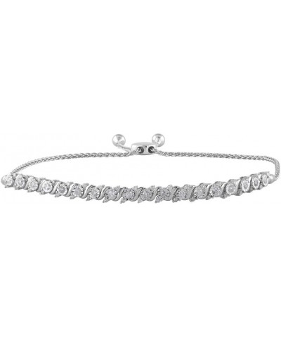 1/2 Carat Diamond Tennis Bolo Bracelet in 925 Sterling Silver or in 18K Yellow Gold over Sterling Silver - IGI Certified Ster...