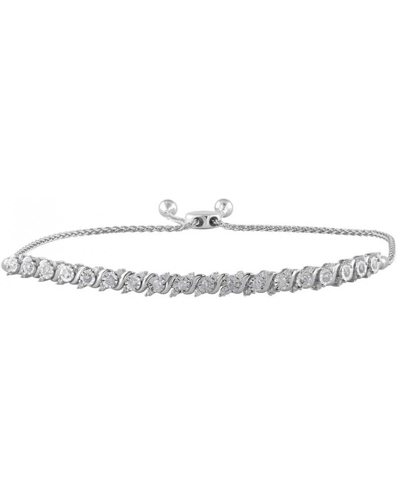 1/2 Carat Diamond Tennis Bolo Bracelet in 925 Sterling Silver or in 18K Yellow Gold over Sterling Silver - IGI Certified Ster...