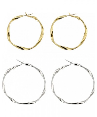 Gold Silver Hoop Earrings Set Hypoallergenic Hoop Women's Earrings Fashion Exquisite All-match Earrings $4.39 Earrings