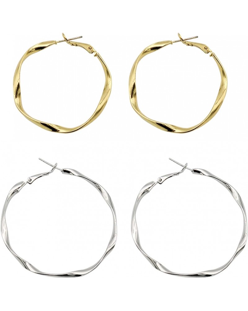 Gold Silver Hoop Earrings Set Hypoallergenic Hoop Women's Earrings Fashion Exquisite All-match Earrings $4.39 Earrings