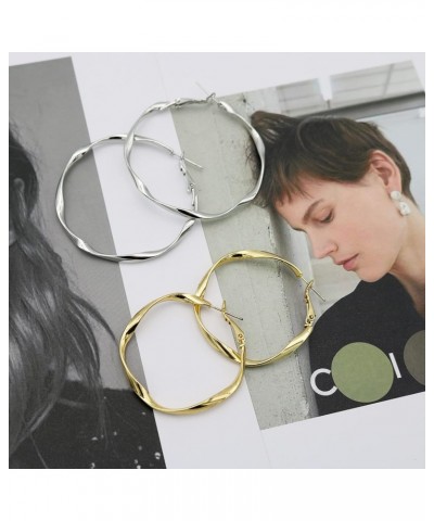 Gold Silver Hoop Earrings Set Hypoallergenic Hoop Women's Earrings Fashion Exquisite All-match Earrings $4.39 Earrings