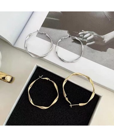 Gold Silver Hoop Earrings Set Hypoallergenic Hoop Women's Earrings Fashion Exquisite All-match Earrings $4.39 Earrings