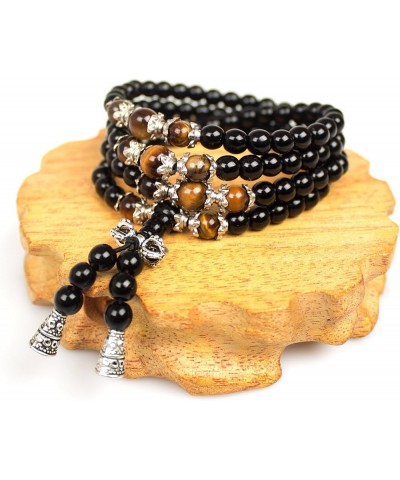 6mm 108 Mala Beads Bracelet Meditation Necklace Obsidian Beaded Prayer Buddhist Necklace for Healing Stone Agate Tiger Eye Je...