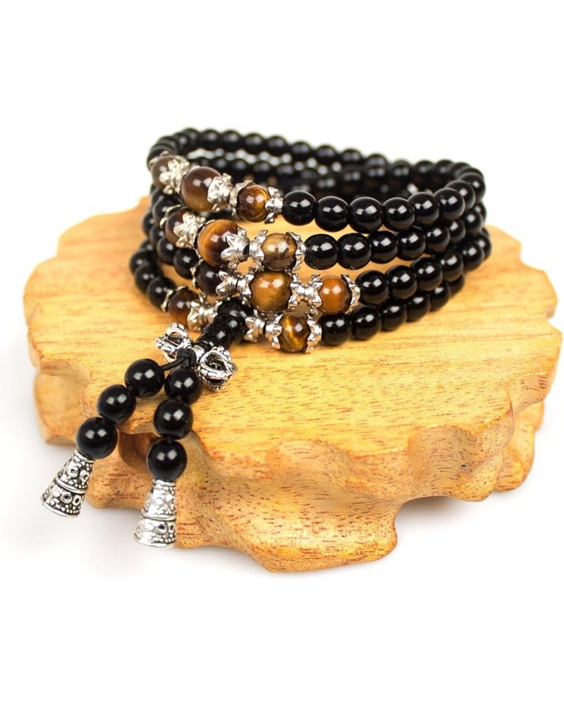 6mm 108 Mala Beads Bracelet Meditation Necklace Obsidian Beaded Prayer Buddhist Necklace for Healing Stone Agate Tiger Eye Je...