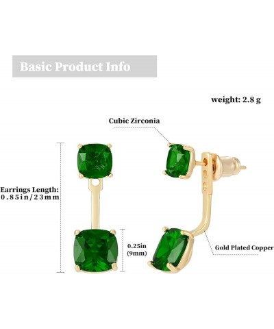 Front Back Earrings for Women - 2 in 1 Stud Earring Jackets Double Pearl Colour Zircon Adjustable Drop Jewelry Green $6.23 Ea...