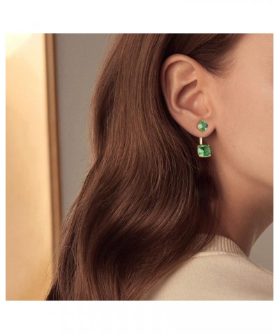 Front Back Earrings for Women - 2 in 1 Stud Earring Jackets Double Pearl Colour Zircon Adjustable Drop Jewelry Green $6.23 Ea...