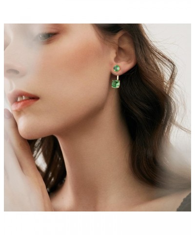 Front Back Earrings for Women - 2 in 1 Stud Earring Jackets Double Pearl Colour Zircon Adjustable Drop Jewelry Green $6.23 Ea...