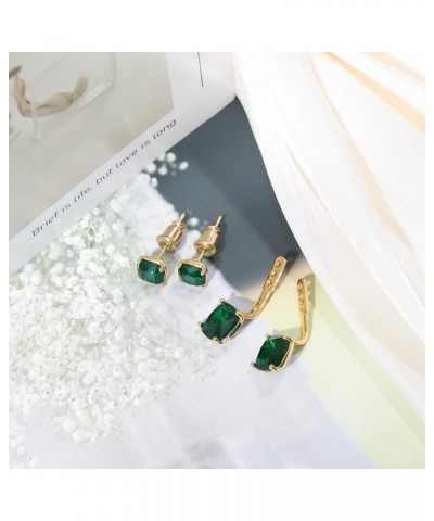 Front Back Earrings for Women - 2 in 1 Stud Earring Jackets Double Pearl Colour Zircon Adjustable Drop Jewelry Green $6.23 Ea...