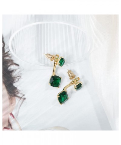 Front Back Earrings for Women - 2 in 1 Stud Earring Jackets Double Pearl Colour Zircon Adjustable Drop Jewelry Green $6.23 Ea...