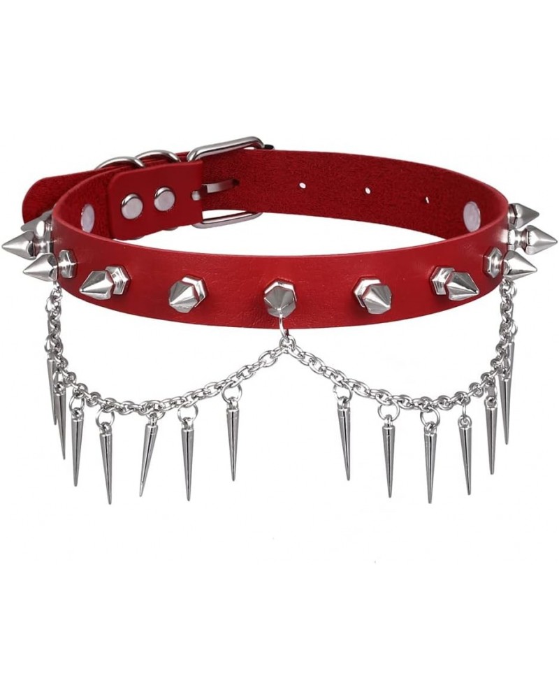 Punk Spiked Choker Necklace For Women Men Leather Collar Spikey Chain Studded Chocker Goth Jewelry Halloween Cosplay Accessor...