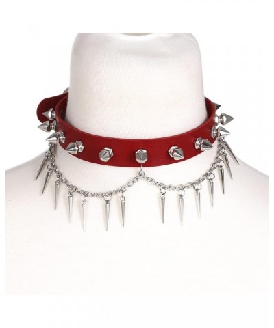 Punk Spiked Choker Necklace For Women Men Leather Collar Spikey Chain Studded Chocker Goth Jewelry Halloween Cosplay Accessor...